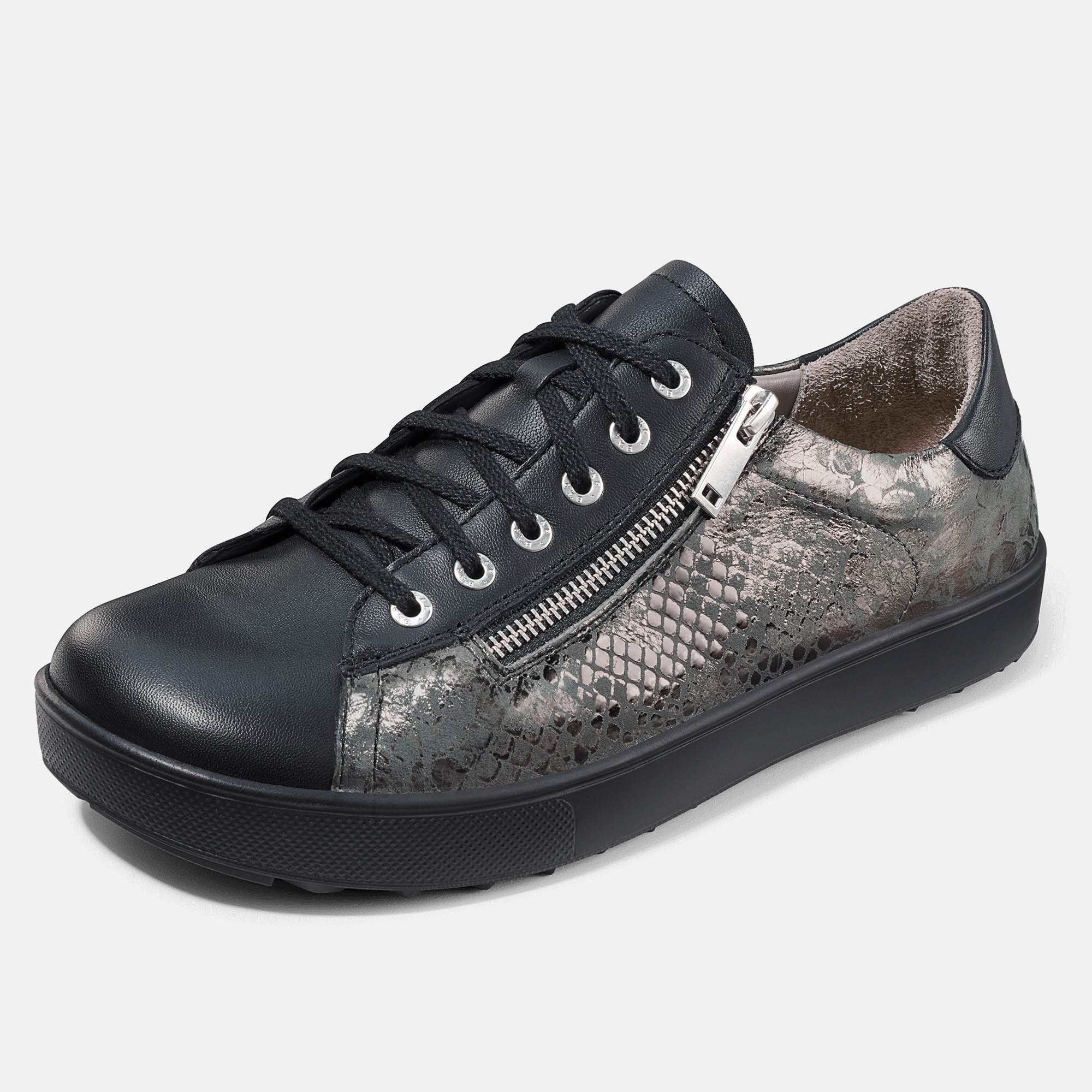 BÄR Schuhe Damenschuhe Freizeitschuhe Margot schwarz/anthrazit Lammnappaleder, Kalbnappaleder bedruckt Produktbild