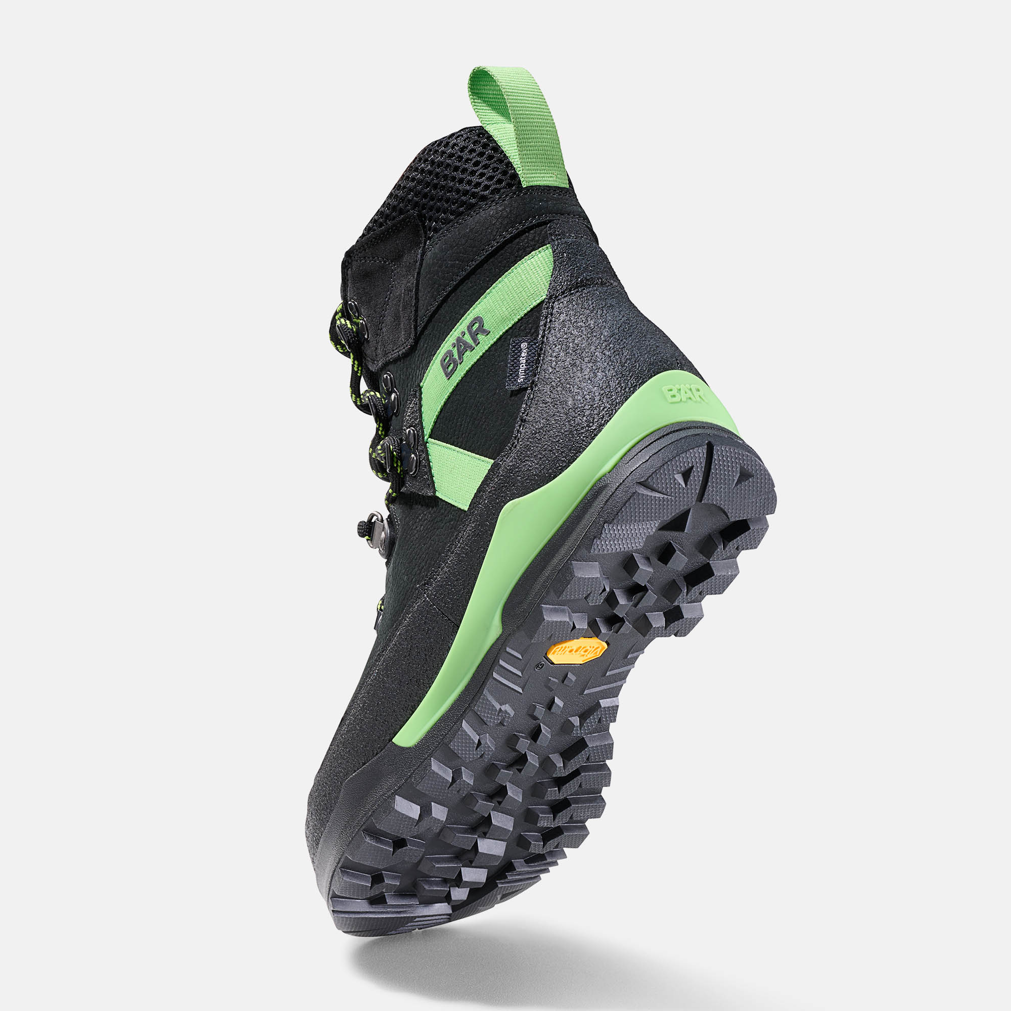 BÄR Schuhe Unisexschuhe Wanderstiefel Bergkomfort WP schwarz/grün terracare® Rindnubukleder wasserabweisend, Rindveloursleder, Textil, Seitenansicht