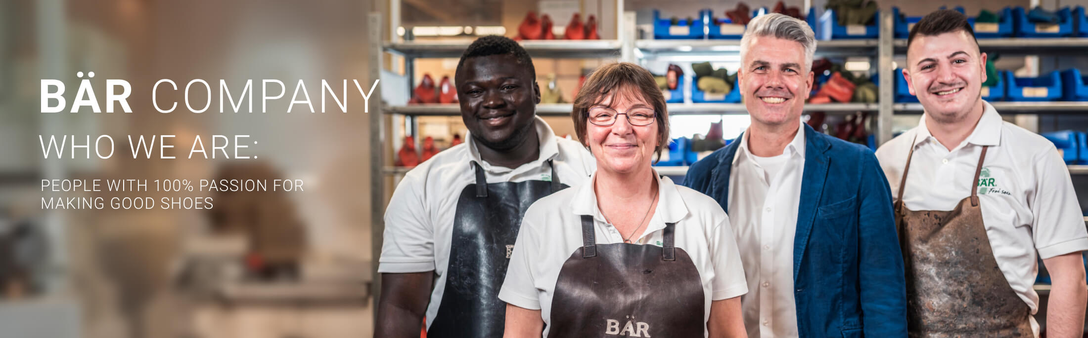 BÄR Company team members in the workshop, showcasing their passion for crafting quality shoes.
