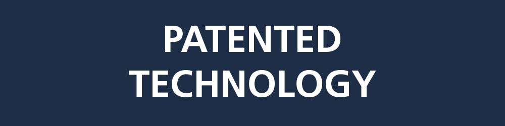 Image showing the words 'Patented Technology' on a blue background