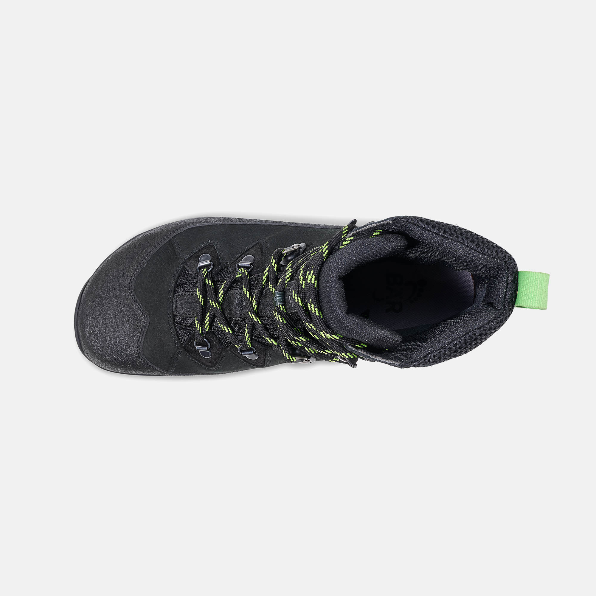 BÄR Schuhe Unisexschuhe Wanderstiefel Bergkomfort WP schwarz/grün terracare® Rindnubukleder wasserabweisend, Rindveloursleder, Textil, Ansicht von oben