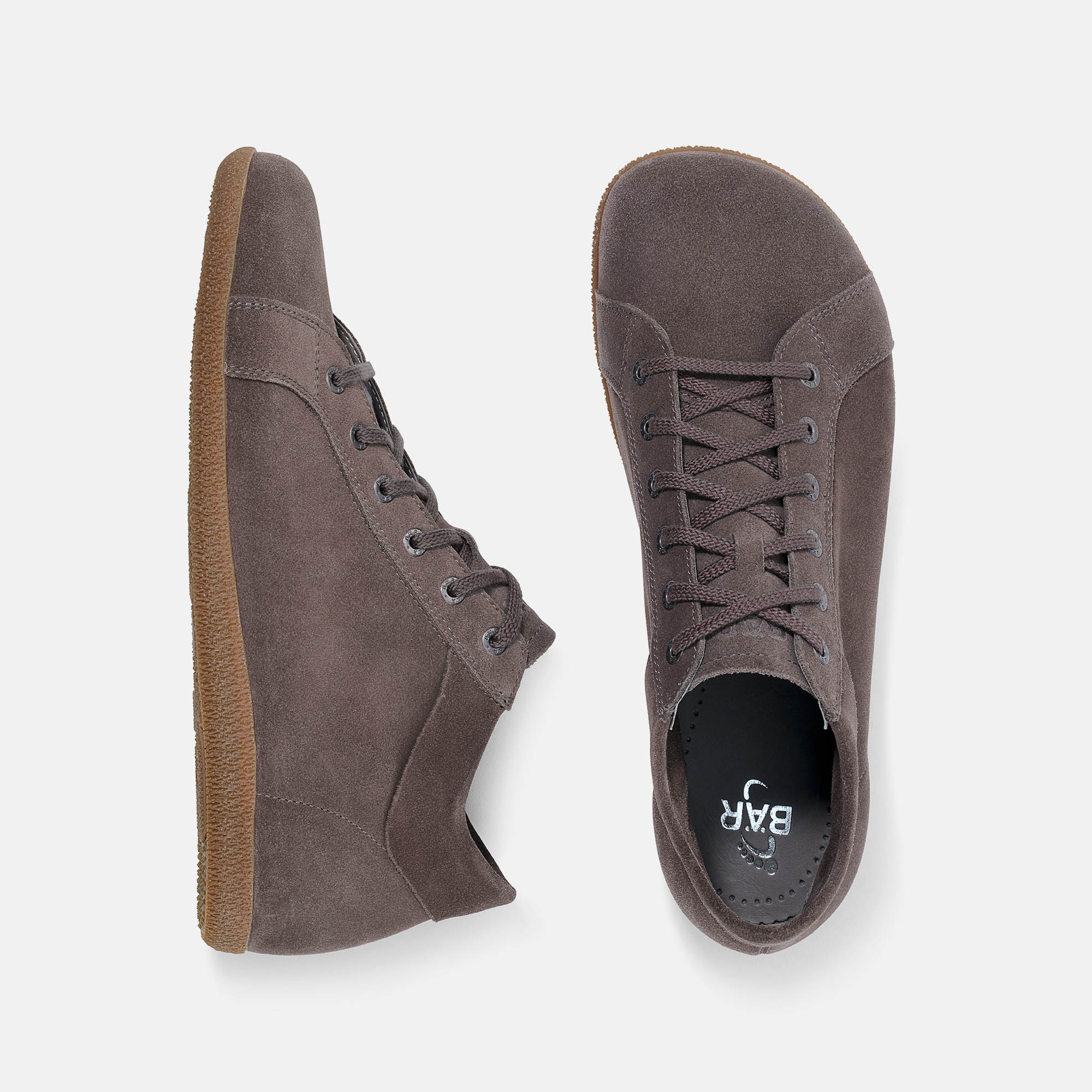 BÄR Schuhe Herrenschuhe Freizeitschuhe Markus graubraun Rindveloursleder Ansicht von oben