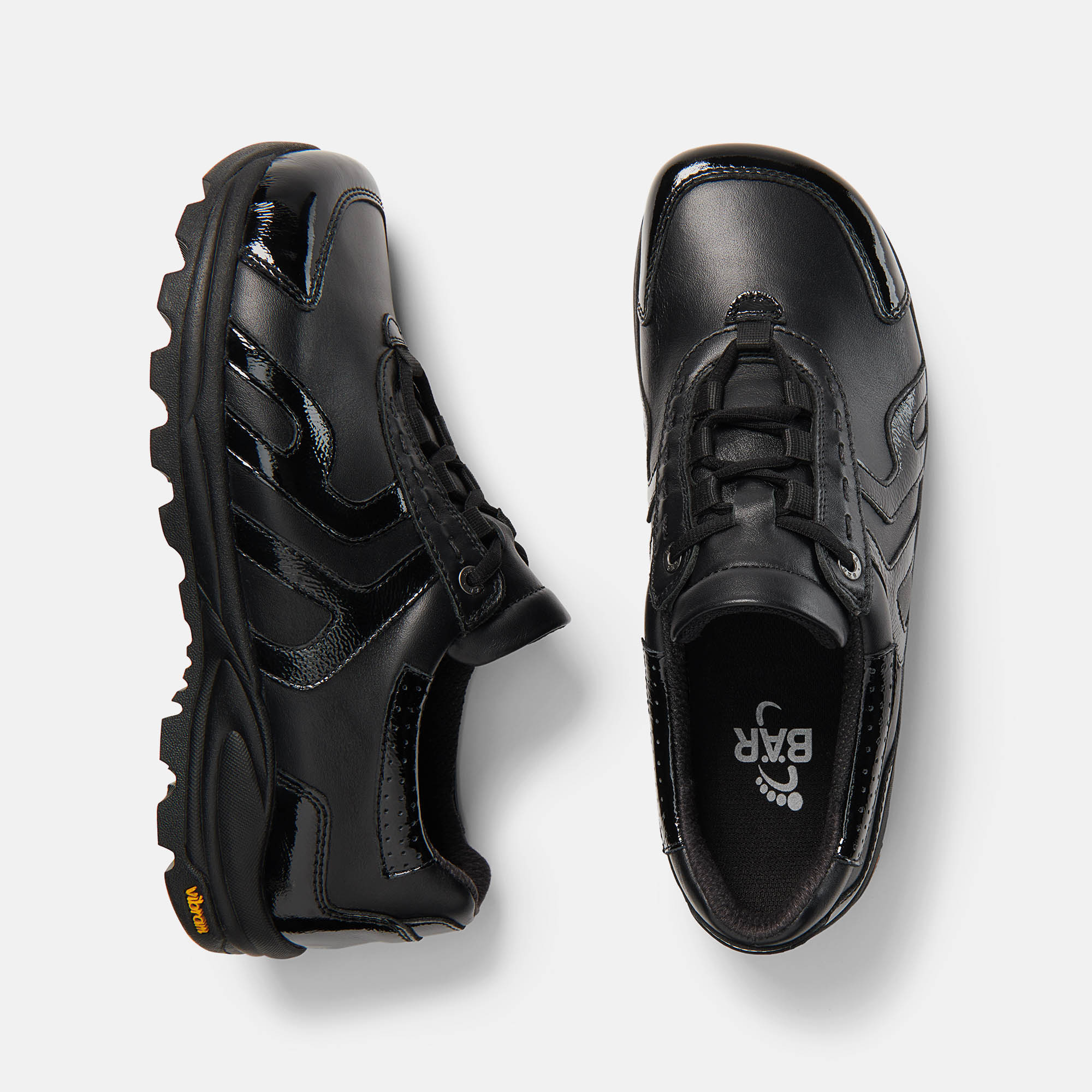 BÄR Schuhe Damenschuhe Wanderschuhe Lady-Sport L schwarz Kalbnappaleder, Lackleder Ansicht von oben