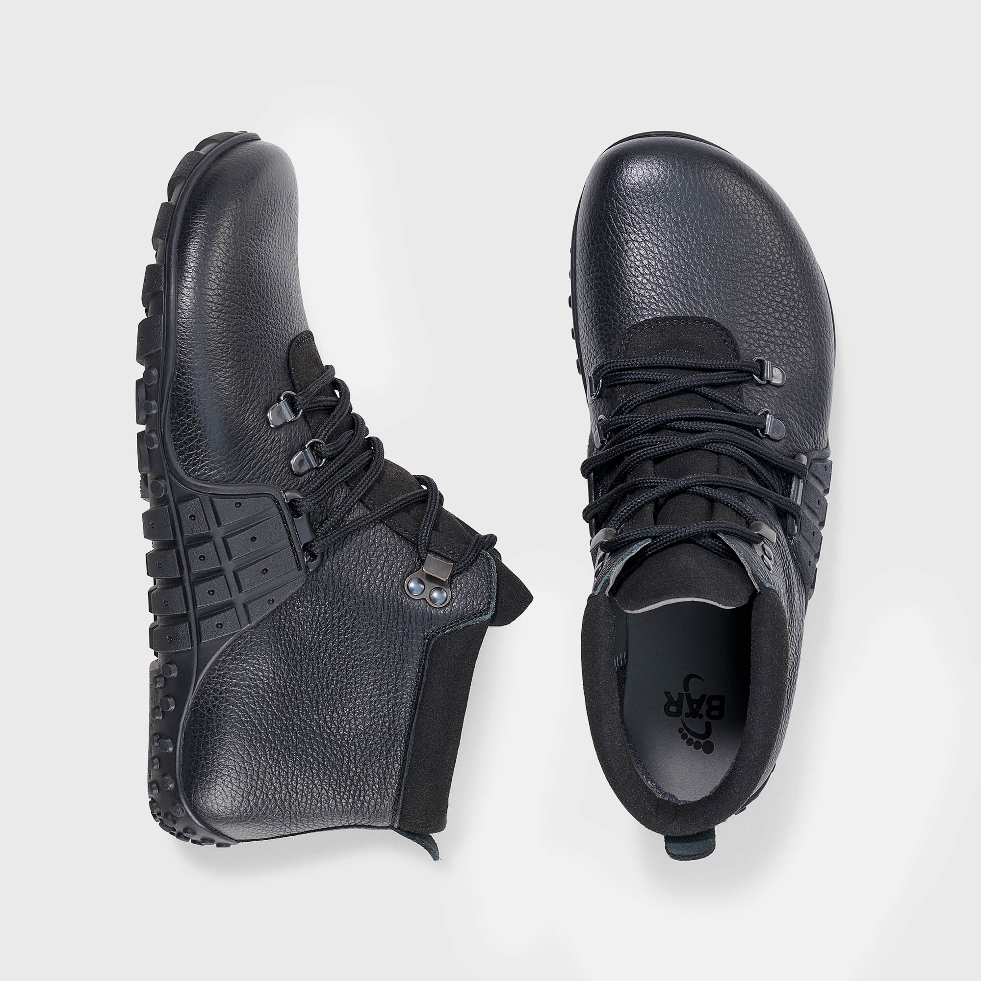BÄR Schuhe Unisexschuhe Wanderschuhe Mountain Barefoot schwarz Rindnappaleder genarbt Ansicht von oben