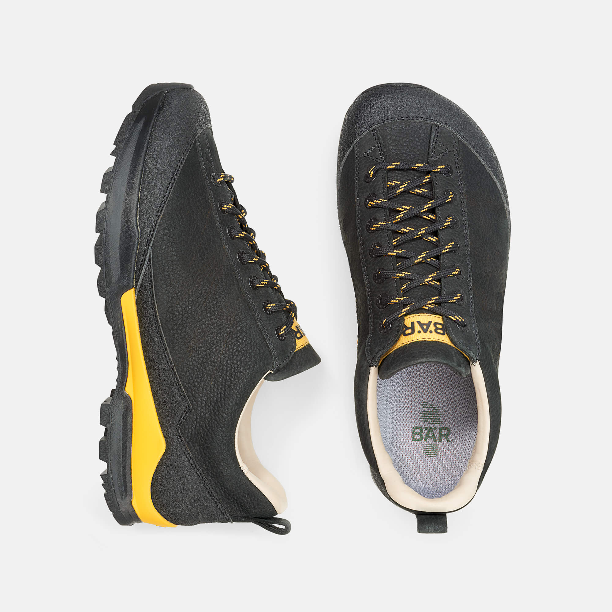 BÄR Schuhe Herrenschuhe Wanderschuhe Bergkomfort Wanderschuh schwarz/orange terracare® Rindnubuk wasserabweisend Ansicht von oben